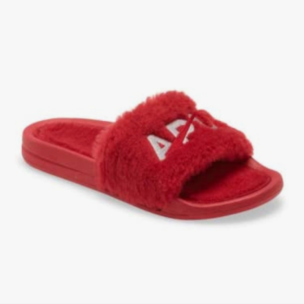 APL Women's Shearling Slide Sandals Size 8 Color Red/Silver New In Box